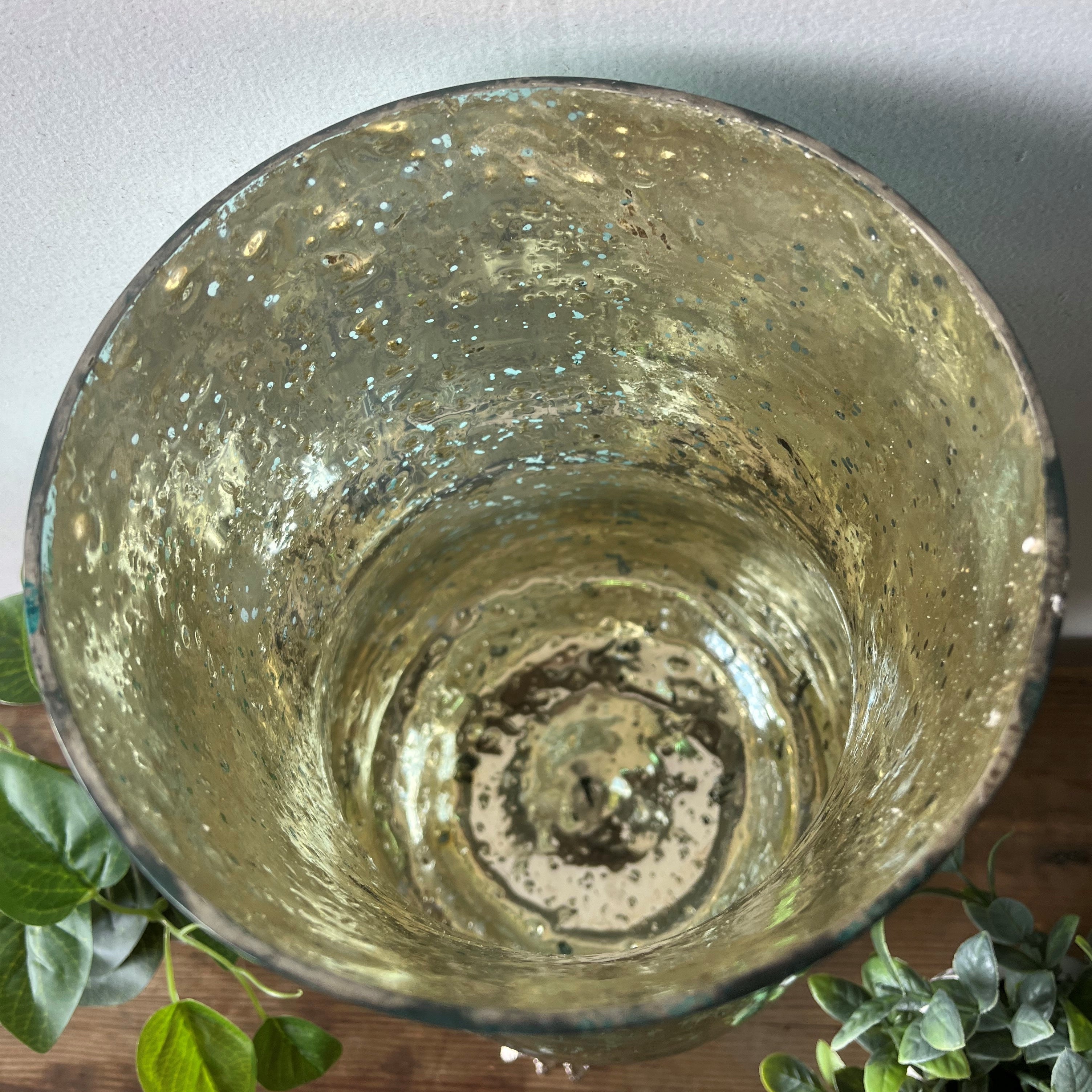 Back To The Sea Aqua Coral Nickel Glass Hurricane Lantern