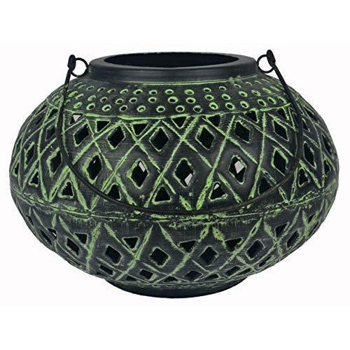 Kala Vintage Matte Black & Green Lantern