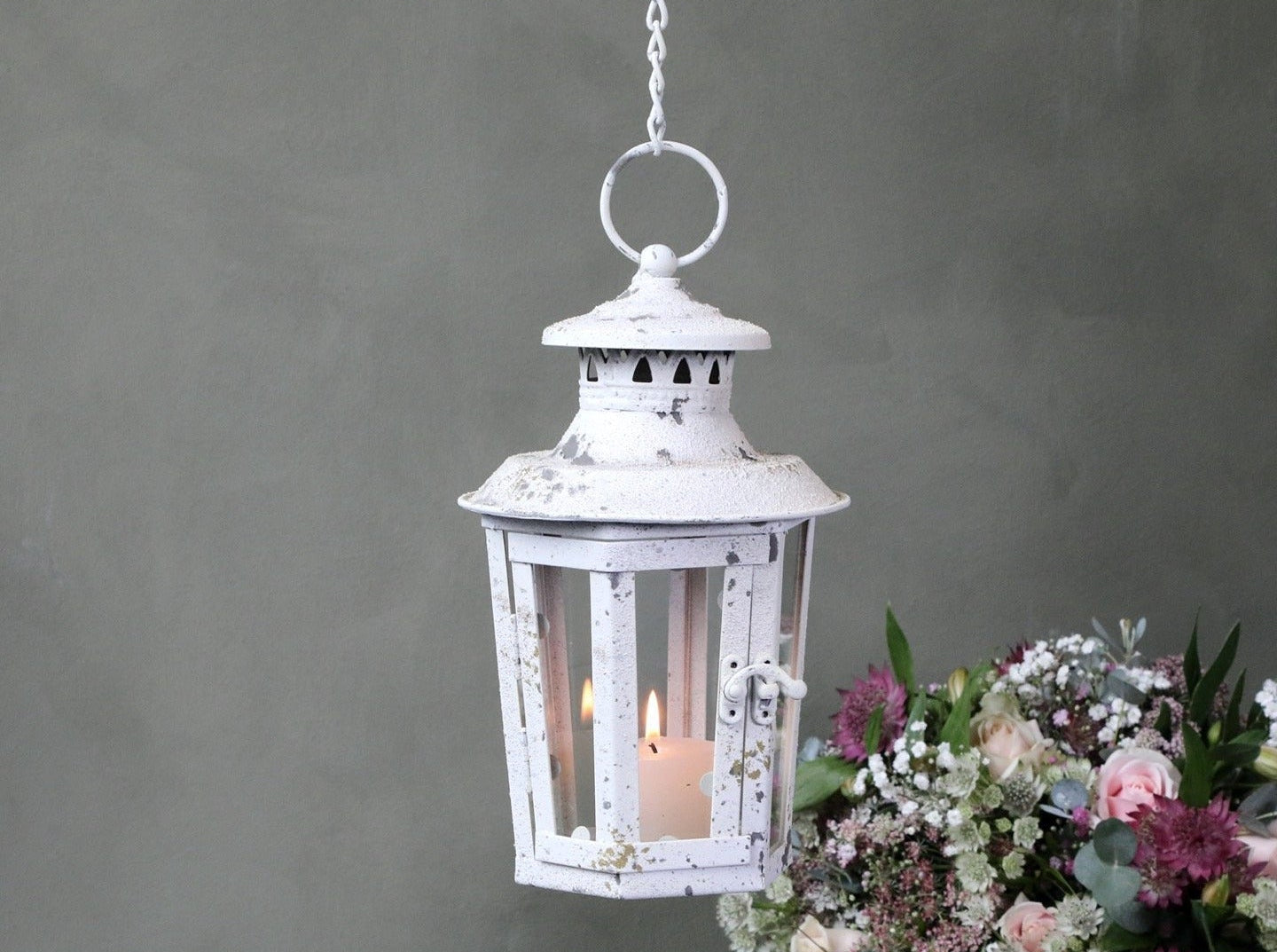 Chic Antique Vintage White Hanging Lantern