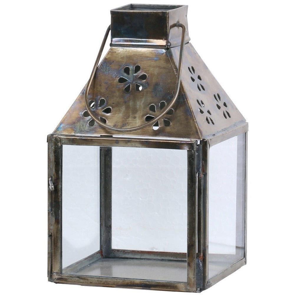 Brass Lantern With Cut-out Flowers, Small