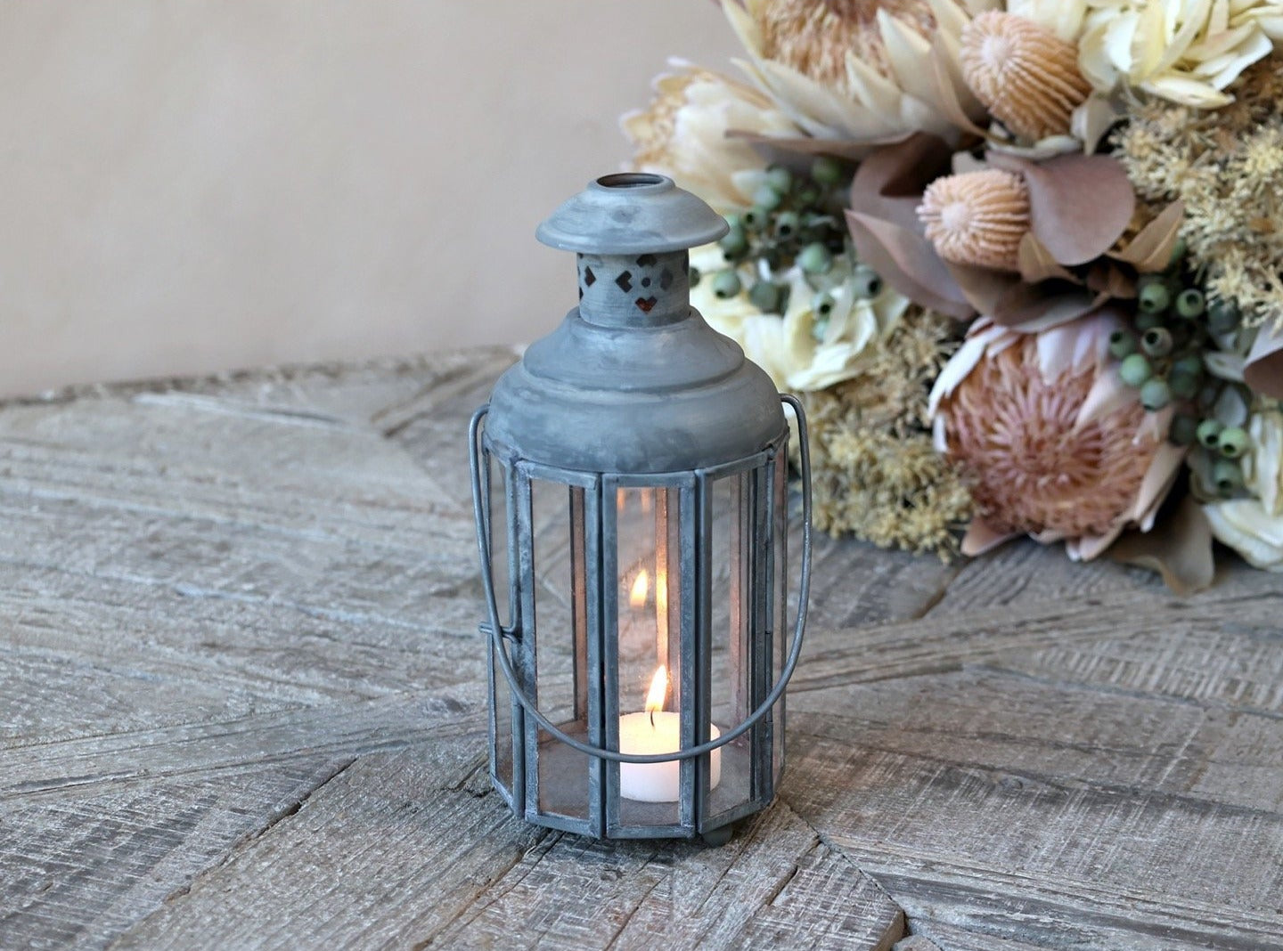 Antique Zinc Lantern, 10 Sided