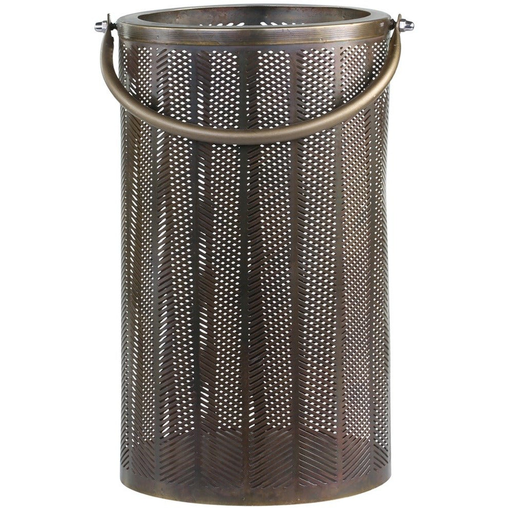 Brass Lantern With Herringbone Pattern, Medium
