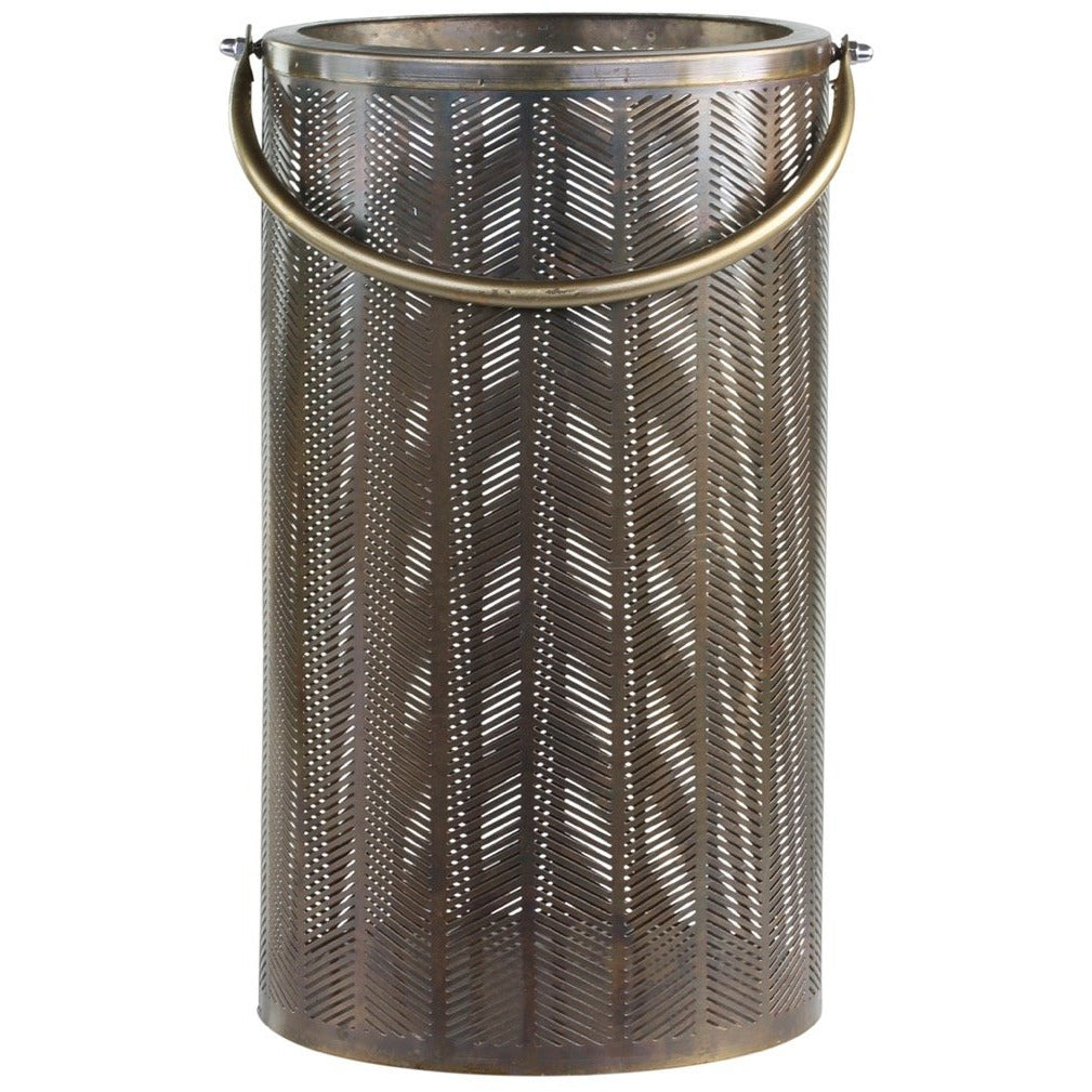 Large Brass Patterned Hurricane Lantern