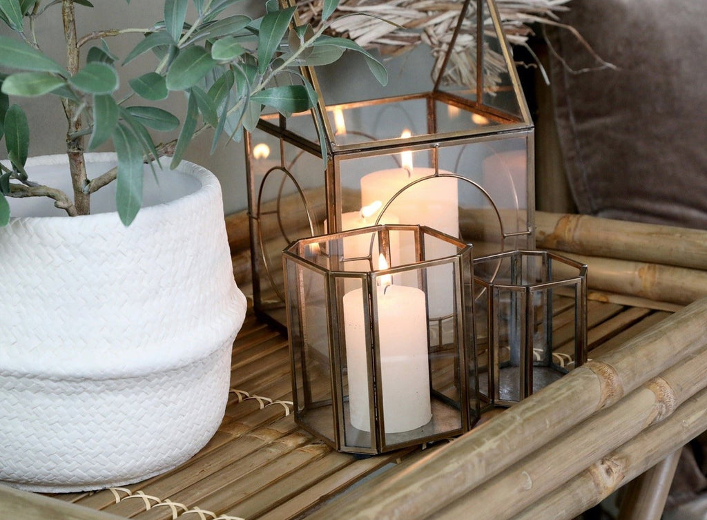 Antique Brass Open Hurricane, Small