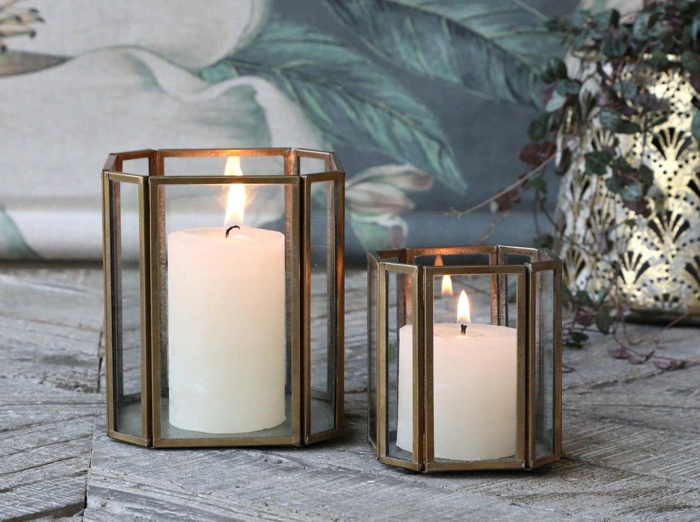 Antique Brass Open Hurricane, Small