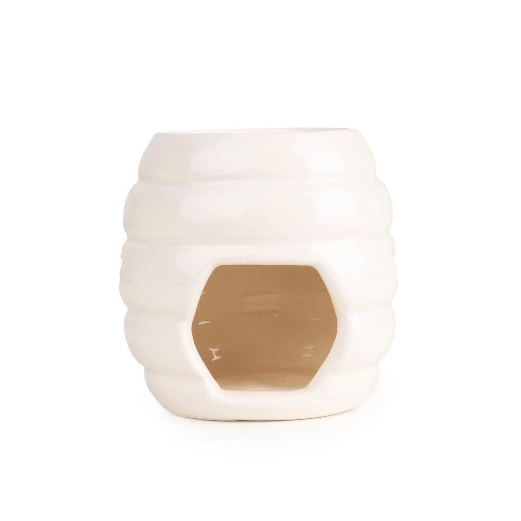 Home Deco London Ceramic Beehive Oil Burner with Sweet Bee Design, Cream